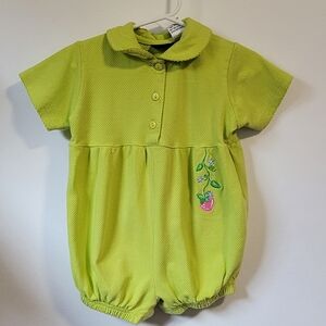 Green Baby Romper with Embroidery